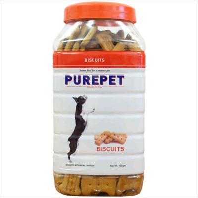 Purepet Chicken Flavour, Real Chicken Biscuit,Dog Treats- Jar 455 gm - Petfood