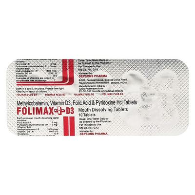 FOLIMAX+D3 MOUTH DISSOLVING Tablet 10's - Supplements-Vam