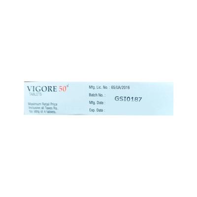 Vigore 50 RED Tablet 4'S - Impotence/Erectile Dysfunction (Ed)