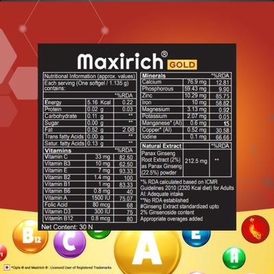 Maxirich Gold Advanced Daily Supplement Capsule 30's - Multi-Vitamins