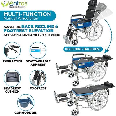 Entros Wheelchair with Detachable Armrest and Foot (EHS-608GC) - Walker & Walking Stick
