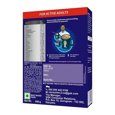 Horlicks Active Powder - Classic Malt Flavour 500 gm (Refill Pack) - Kids Nutrition