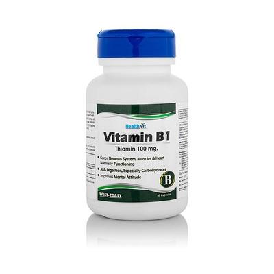 HealthVit Vitamin B1 Thiamin 100 mg Capsules 60's - Multi-Vitamins