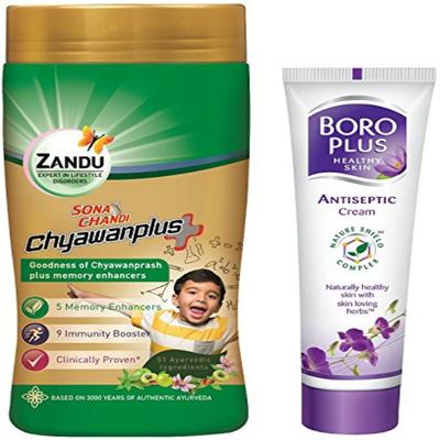 Zandu Sona Chandi Chyawanplus 900 gm + Free Boroplus Antiseptic Cream 40 ml - Chyawanprash