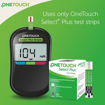 OneTouch Select Plus Strip (Pack of 2 x 50's) + OneTouch Delica Plus Lancet (Pack of 4 x 25's) - Blood Glucose Monitors/Test Strips