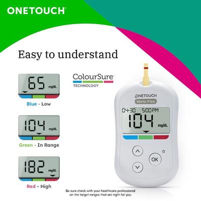 OneTouch Verio Flex Blood Glucose Monitoring System (Free 10 Test Strips + Lancing Device + 10 Lancets) - Blood Glucose Monitors/Test Strips