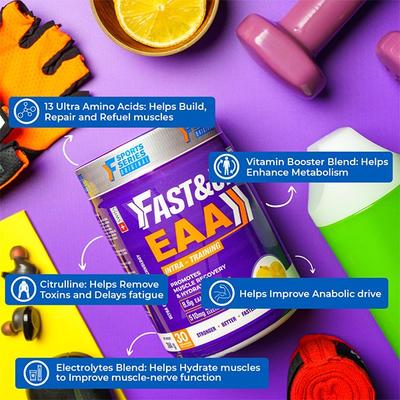 Fast&Up EAA Intra Training Supplement (30 Servings) - Lemon Zest Flavour 390 g - Workout Essentials
