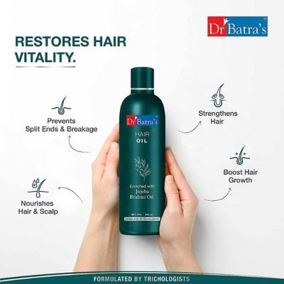 Dr Batra's Dandruff Cleansing Shampoo 100 ml + Anti-Dandruff Hair Serum 125 ml + Conditioner 200 ml + Hair Oil 200 ml + Herbal Hair Color Cream - Black - Hair Treatment