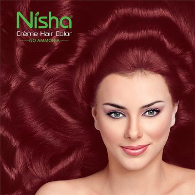 Nisha Creme Hair Color Pouch - 3.16 Burgundy 40 gm - Crème