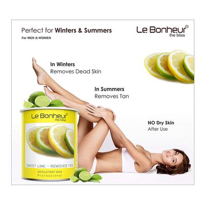 Le Bonheur Depilatory Wax - Sweet Lime 800 gm (Free Pre Wax Gel and Post wax Oil) - Shaving & Hair Removal