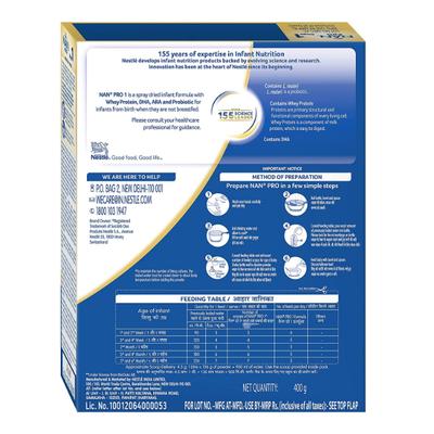Nestle Nan Pro 1 (Upto 6 Months) Powder 400 gm (Refill Pack) - Baby And Infant Supplements