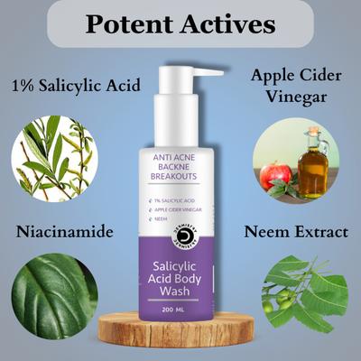 Dermistry Anti Acne 1% Salicylic Acid Body Wash 200 ml - Shower Gels & Body Wash