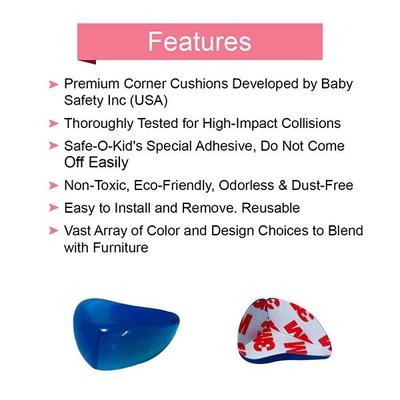 Baby Safety Inc Safe-O-Kid Tear Drop Corner Caps - White (Pack of 4) - Baby Safety