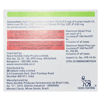 Insulatard HM Penfill Cartridge 5X3ml - Diabetes-Ins
