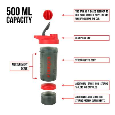 Pro Nutrition & Fitness Shaker Bottle 500 ml + Whey Protein Powder - Cookies and Cream Flavour 33 gm Combo Pack - Whey Proteins
