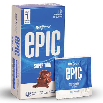 Manforce Epic Desire Super Thin Condoms - Silk Chocolate 10's - Plain/Flavoured Condoms