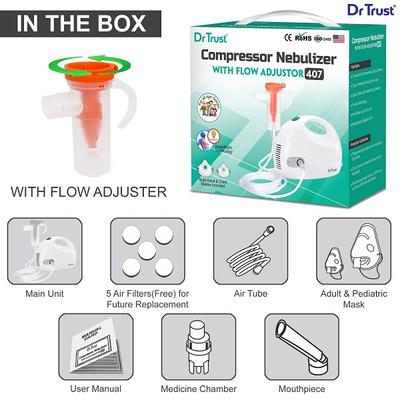 Dr Trust USA Compressor Nebulizer with Flow Adjuster (407) - White - Nebulizer & Vaporizer