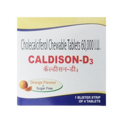Caldison D3 Sugar Free Orange Flavour Tablet 4'S - Supplements-Vit