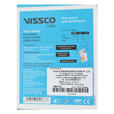 Vissco Core Wrist Brace Mild Support - (Grey) (0604) - Knee/Ankle/Leg/Foot Supports