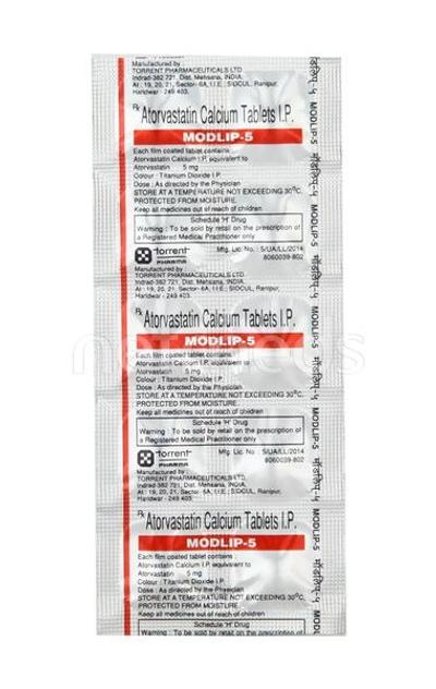 Modlip 5mg Tablet 10'S - High Cholesterol-Dys