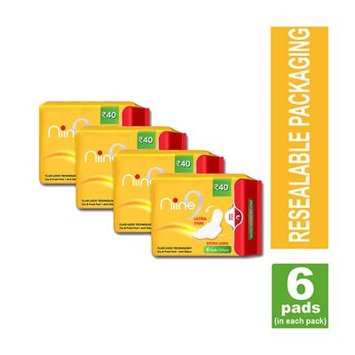 Niine Ultra Thin Sanitary Pads (Pack of 4 x 6's) - Sanitary Napkins