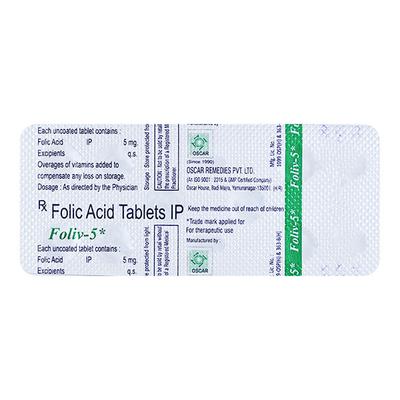 FOLIV 5 Tablet 10's - Supplements-Vam