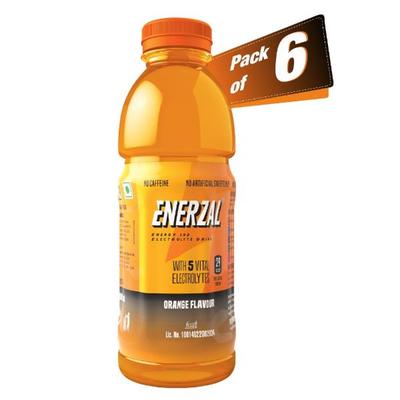 Enerzal Energy and Electrolyte Drink - Orange Pack of 6 x 500 ml - Energy Drinks