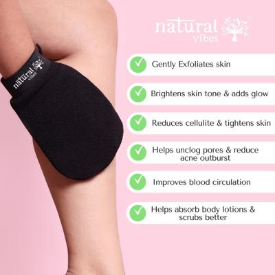 Natural Vibes Deep Cleanse & Exfoliating Routine Shower Gel Body Wash + Scrubbing Glove 300 ml - Bath Kits & Sets