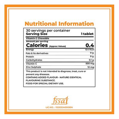 Boldfit Vitamin C Chewable 500 mg Tablet - Tangy Orange Flavour 30's - Multi-Vitamins