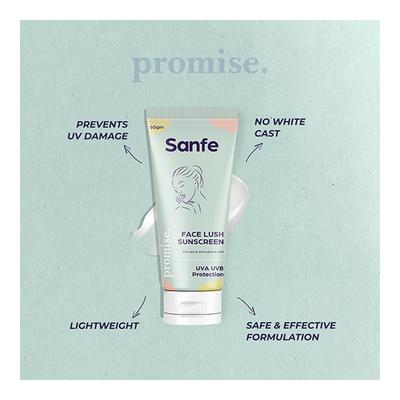 Sanfe Promise Face Lush Sunscreen Cream - UVA UVB Protection 60 gm - Face Sunscreen
