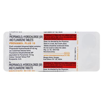 Provanol Plus 10mg Tablet 10'S - Migraine