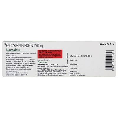 Lomoh 60mg Injection 0.6ml - Blood Clot-Ant