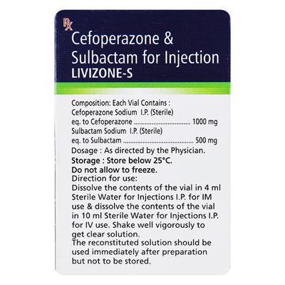 LIVIZONE S 1.5 Injection 1's - Bacterial Infections-Cep