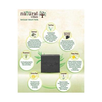 Natural Vibes Tea Tree and Activated Charcoal Soap (Pack of 3 x 150 gm) - Soaps