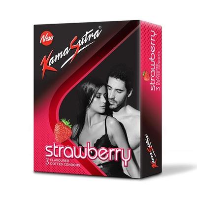 Kamasutra Condoms - Strawberry 3's - Plain/Flavoured Condoms