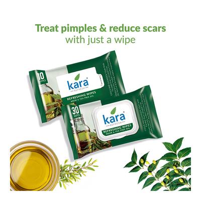 Kara Refreshing Face Wipes - Neem & Tea Tree Oil 10's - Facial Wipes & Tissues
