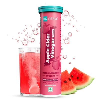HealthKart HK Vitals Apple Cider Vinegar 750 mg Effervescent Tablets - Watermelon 15's - Apple Cider Vinegar - Acv