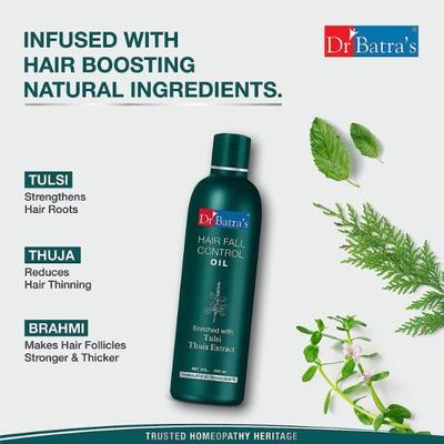 Dr Batra's Shampoo 500 ml + Hair Fall Control Oil 200 ml + Hair Fall Control Serum 125 ml - Hair Treatment