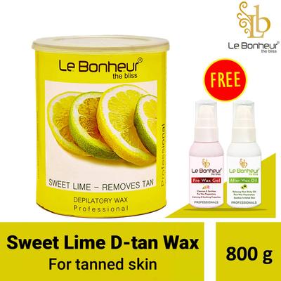 Le Bonheur Depilatory Wax - Sweet Lime 800 gm (Free Pre Wax Gel and Post wax Oil) - Shaving & Hair Removal