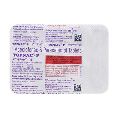 Topnac P Tablet 10'S - Pain relief-Nsa