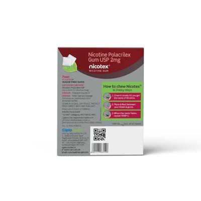 Nicotex 2mg Sugar Free Nicotine Gum - Paan 12's - Nicotine Gums/Lozenges