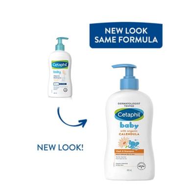 CETAPHIL BABY WITH ORGANIC CALENDULA WASH & Shampoo 399ml - Baby Shampoo