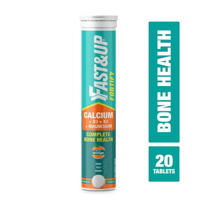 Fast&Up Fortify Calcium & Magnesium with Vitamin D3 Effervescent Tablet - Orange Flavour 20's - Multi-Vitamins