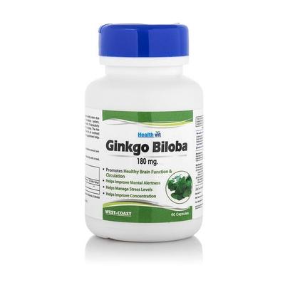 HealthVit Ginkgo Biloba 180 mg Capsules 60's - Herbal Dietary Supplement