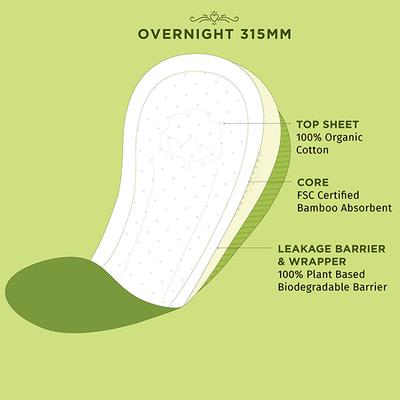 Pee Safe 100% Organic Cotton Biodegradable Sanitary Pads (Overnight) 10's - Sanitary Napkins