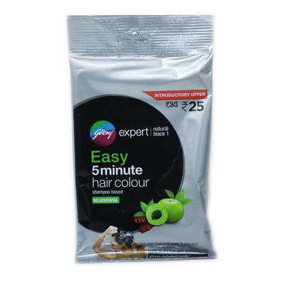 Godrej Expert Easy 5 Minute Hair Colour Shampoo Based - Natural Black 1 18 ml - Shampoos