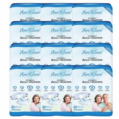 AroKleen Disposable Adult Diaper (M) (72 cm - 102 cm) (Pack of 12 x 10's) 1's - Adult Diapers & Pads
