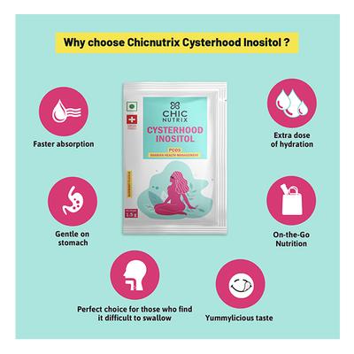 Chicnutrix Cysterhood Inositol - PCOS Ovarian Health Management Sachet - Raspberry Flavour 20's - General Health