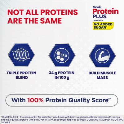 Horlicks Protein Plus Powder - Vanilla Flavour 400 gm (Refill Pack) - Daily Health Drinks