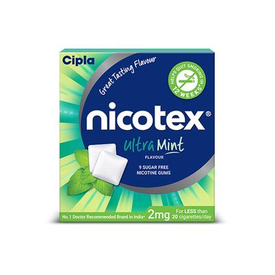 Nicotex 2 mg Sugar Free Nicotine Gums - Ultra Mint 9's - Nicotine Gums/Lozenges